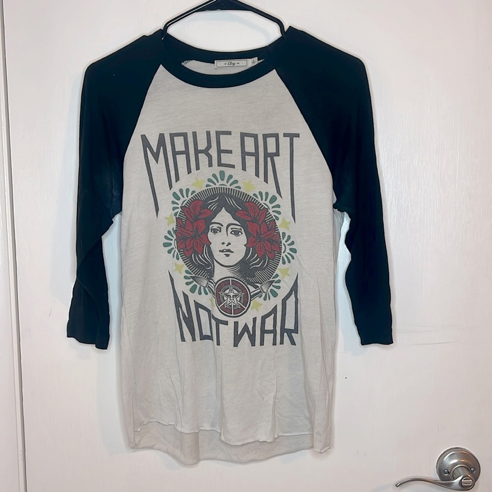 Y2K Obey 'Make Art Not War' 3/4 Sleeve Tee